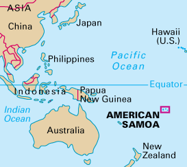 American Samoa australia map